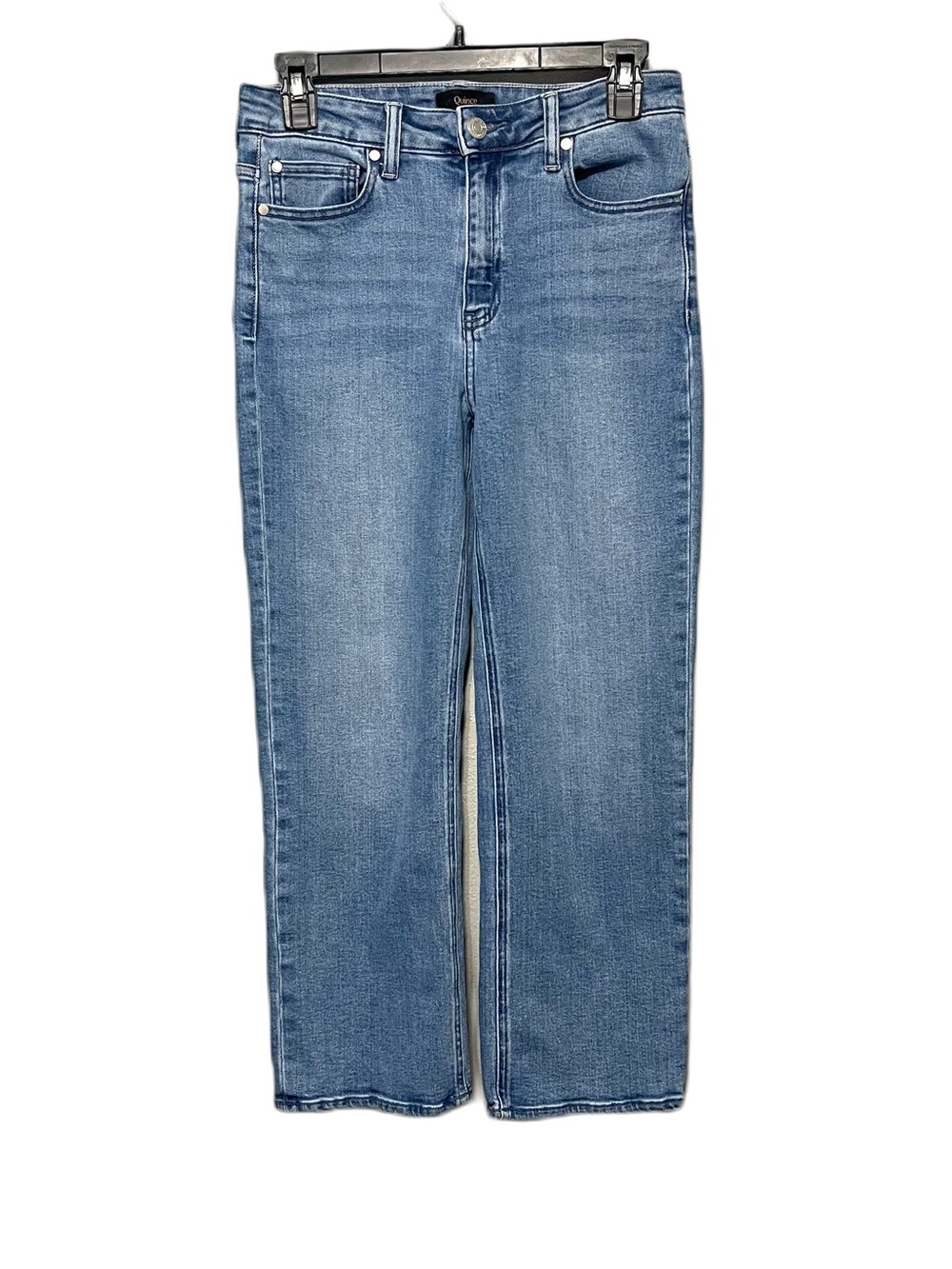 Quince Bella Stretch Straight Leg Jeans Medium Wash Short Womens 28